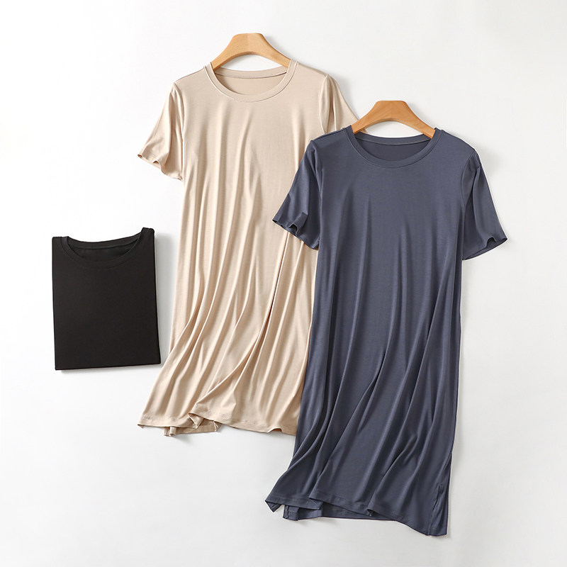 夏季莫代尔优可丝纯色薄款家居服短袖睡裙女中长款大码裙子睡衣,女士内衣/男士内衣/家居服,睡裙,淘宝优惠券,粉丝福利购,淘宝优惠卷