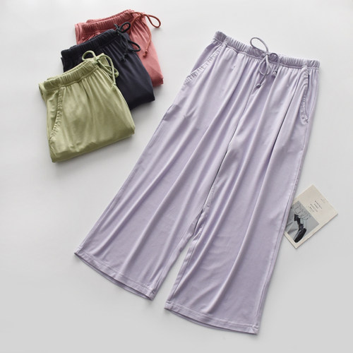 纯色简约系绳睡裤女士莫代尔