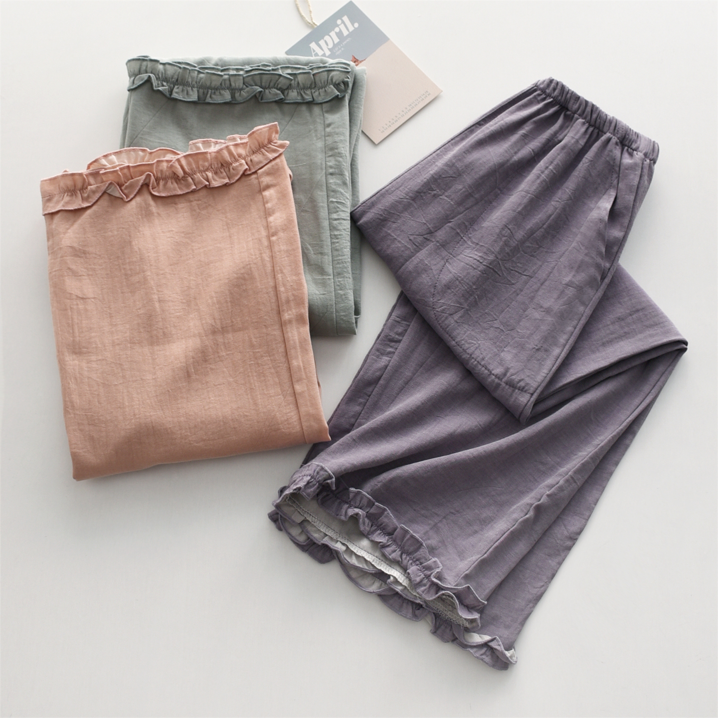 九分裤水洗梭织纯棉女春夏家居裤