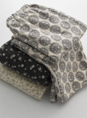 洛可可碎花睡裤女款秋冬季雪妮绒法兰绒加厚保暖加绒家居裤长裤