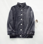 日系纯色珠家美绪睡衣上装 加厚法兰绒立领情侣家居服1 男女秋冬季