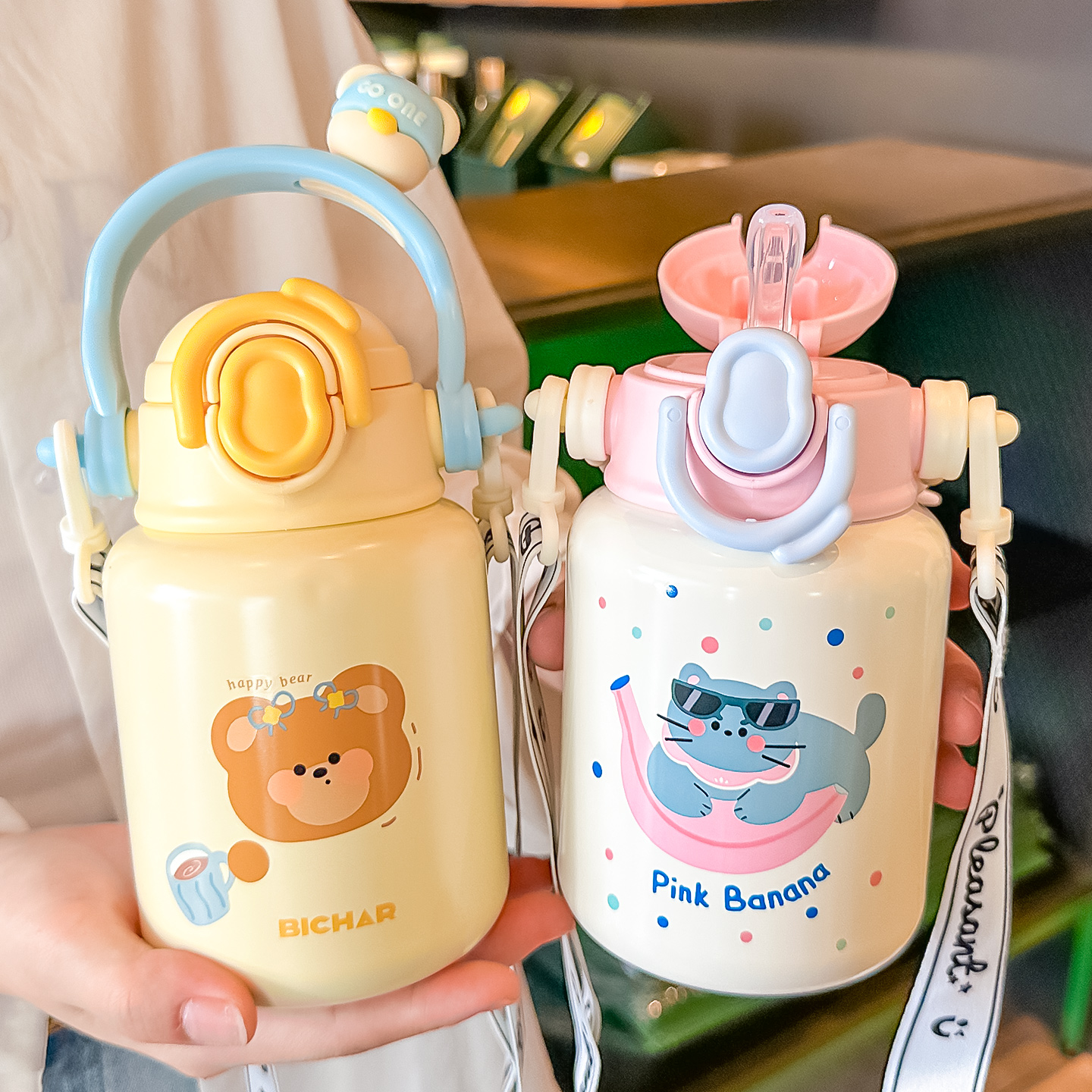 斜跨长背带！一盖双饮杯口