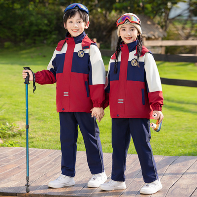 校服小学生冬季冲锋衣套装外套初中生高中生班服幼儿园园服三件套
