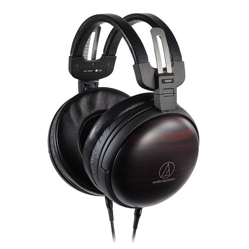 日本产铁三角ATH-AWKT/f头戴黑檀木动圈HIFI耳机高解晰小羊皮耳罩