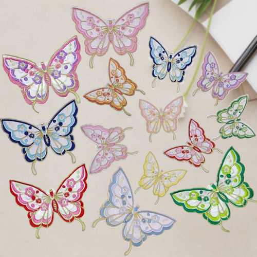 蝴蝶刺绣布贴服装辅料绣花贴