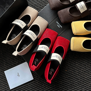 小众设计 Literary气质VG方头女单鞋松紧单鞋内增高头层羊皮真皮