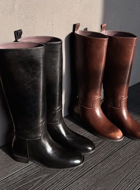 超有质感 Literary气质真皮高筒靴长靴子女靴骑士机车秋冬2025年