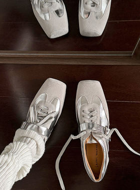 设计小众 Simcoe真皮方头德训鞋女春季系带中跟单鞋牛皮女鞋子