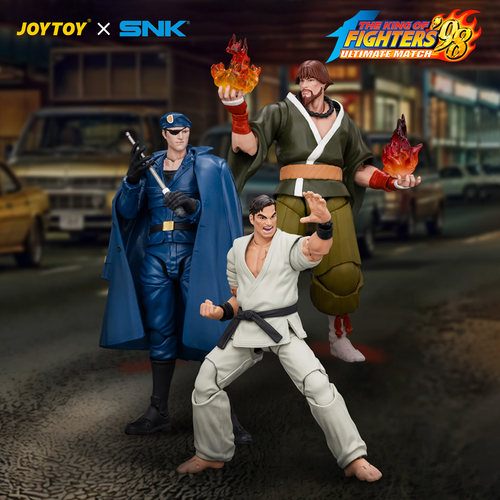 JOYTOY暗源1/18拳皇KOF 98UM 老头老爸队 坂崎琢磨草薙柴舟哈迪兰