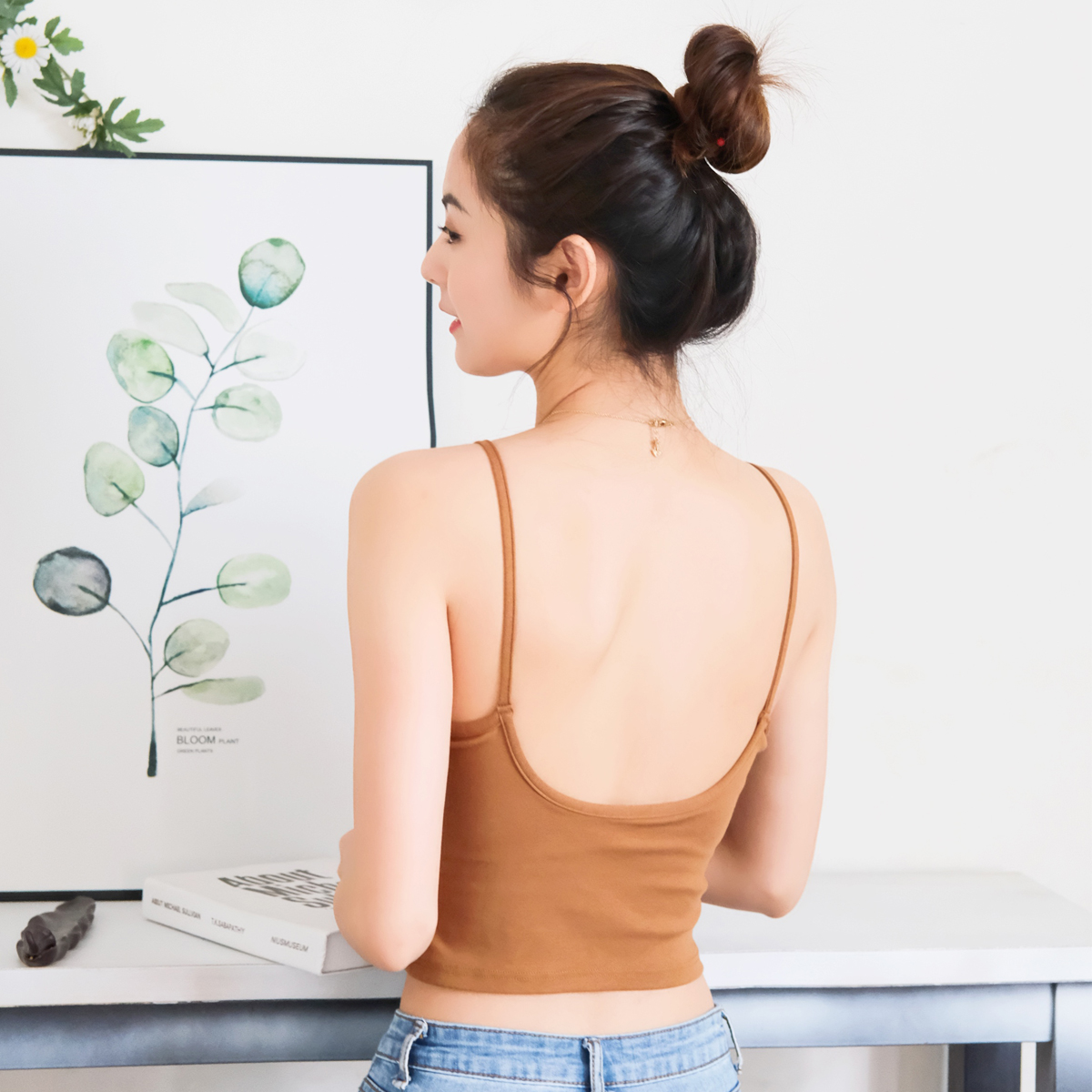 夏季全棉纯棉大u型bra女短款文胸