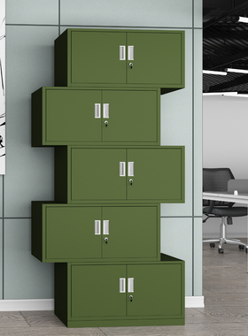 加厚军绿色五节顶柜矮柜办公室铁皮文件柜档案柜财务资料柜凭证柜