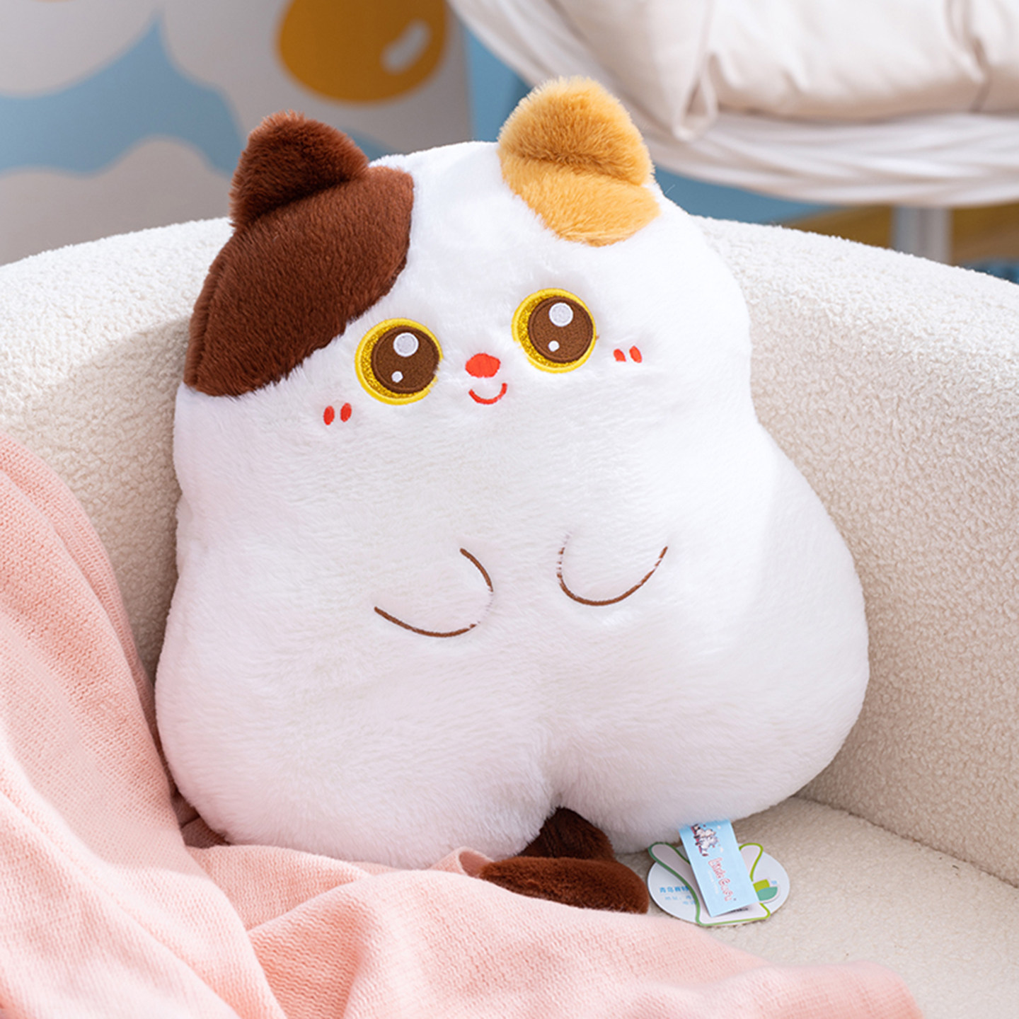 正版可爱猫咪头毛绒玩偶抱枕超软坐垫睡觉沙发靠送闺蜜女朋友礼物