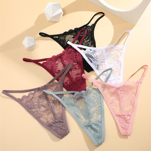 新品 女士高弹聚拢无痕透气性感舒适蕾丝丁字裤