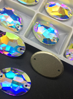 施华炫彩水晶玻璃K9手缝钻白色AB钻 DIY摩登舞服赛服贴钻椭圆形