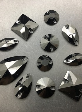 黑色手缝钻DIY黑池赛服摩登舞服专用水滴异形圆形树脂贴钻混款