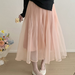 TOMORROW 韩系温柔网纱鱼尾不规则半身裙26ww9015 春一波红薯爆款