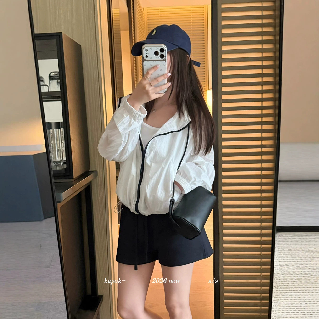 十三行【KAPOK】夏季不怕晒黑新款韩系撞色连帽风衣短外套26606