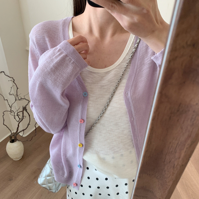 芭妮Bonnet-爆款回归升级韩系多巴胺彩色扣子针织开衫B30-267522