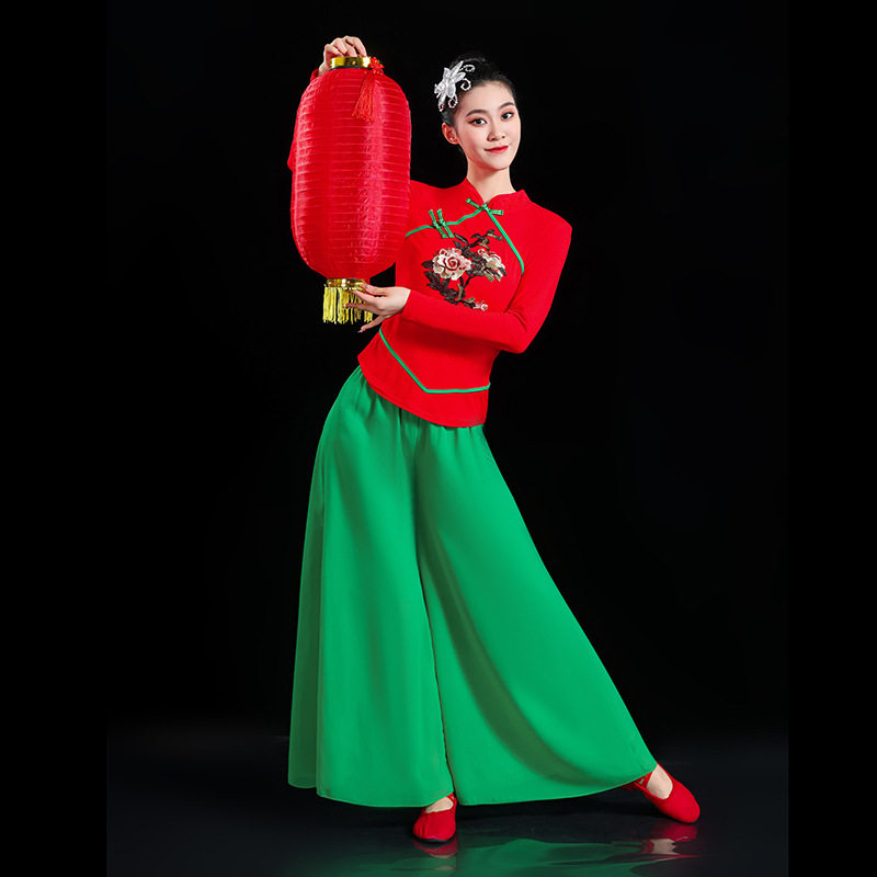 广场舞新款秧歌服民族服装古典舞蹈服装草帽舞套装喜庆演出服采茶