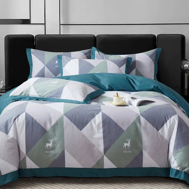 全棉磨毛碎花被罩定做被套床单纯棉四件套定制床上用品