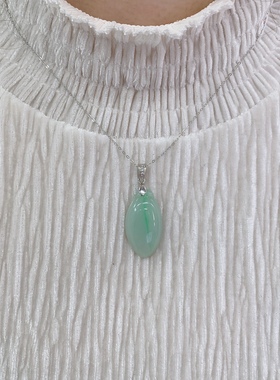 天然糯冰种福瓜葫芦吊坠项链