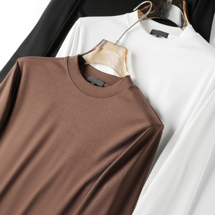 圆领长袖 春秋BI入单品 男士 纯色基础款 T恤 柔软舒适莫代尔棉打底衫