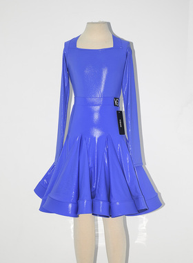 女童拉丁舞服比赛标准服秋冬新款少儿高级感亮皮套装高端女儿童款