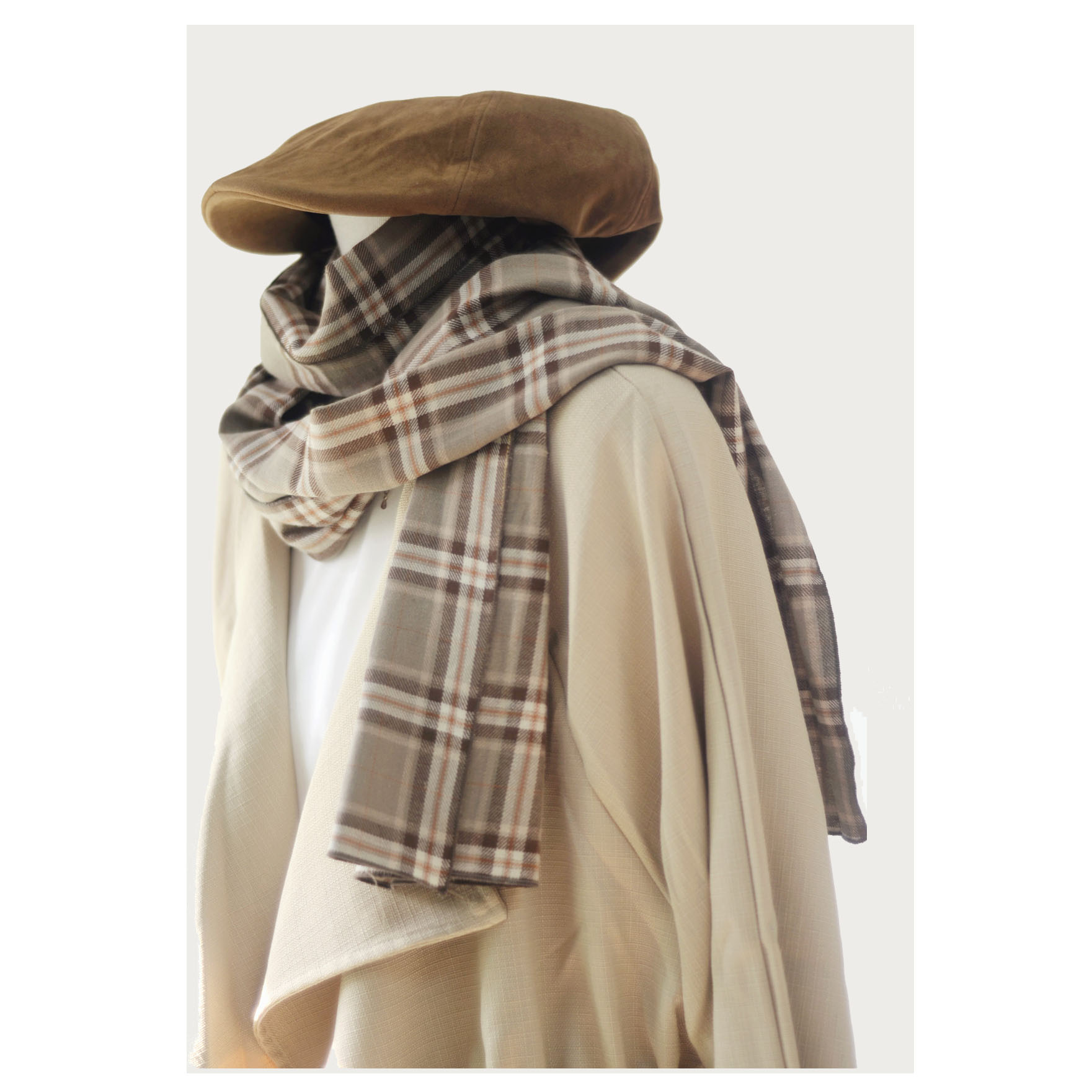 韩代同款百搭全棉卡其黑灰围巾