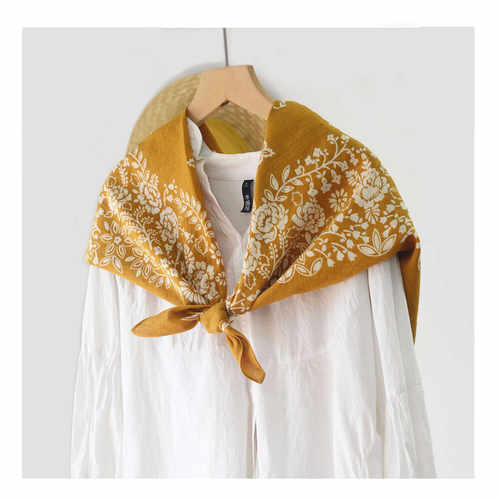 大方巾披肩黄色碎花全棉春秋