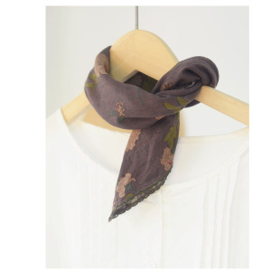 春夏复古森系棉麻小方巾女夏季 防晒纱巾搭配汉服花朵柔软纱巾 薄款