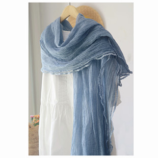 文艺范纯色镂空花边长围巾春秋夏季塔里木湖拍照文艺复古薄款披肩