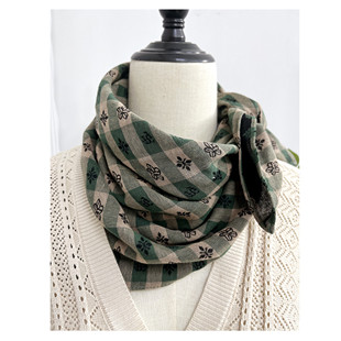 秋冬全棉双面碎花方巾 耐看护颈秋冬保暖小领巾不起球无静电 经典