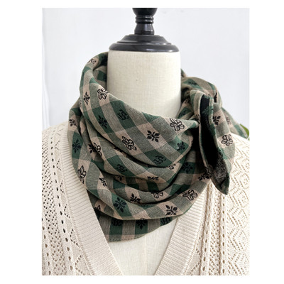 秋冬全棉双面碎花方巾 经典耐看护颈秋冬保暖小领巾不起球无静电