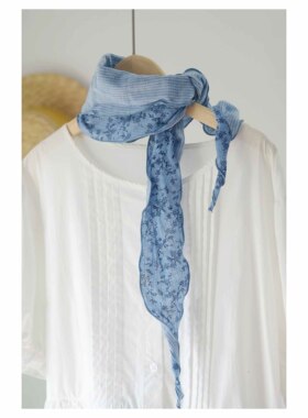 棉麻三角巾女士装饰小围巾 日系薄款百搭个性双面格纹菱形巾春夏