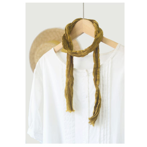 辫子褶皱亚麻扎染丝巾短小飘带