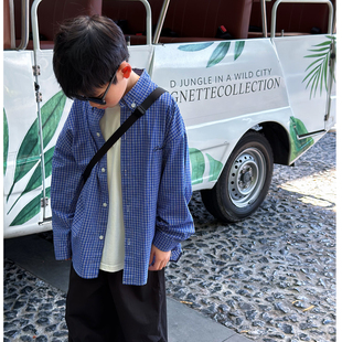 男童衬衫儿童格子衬衣长袖男孩春装上衣2026春季新款薄款衣服春款