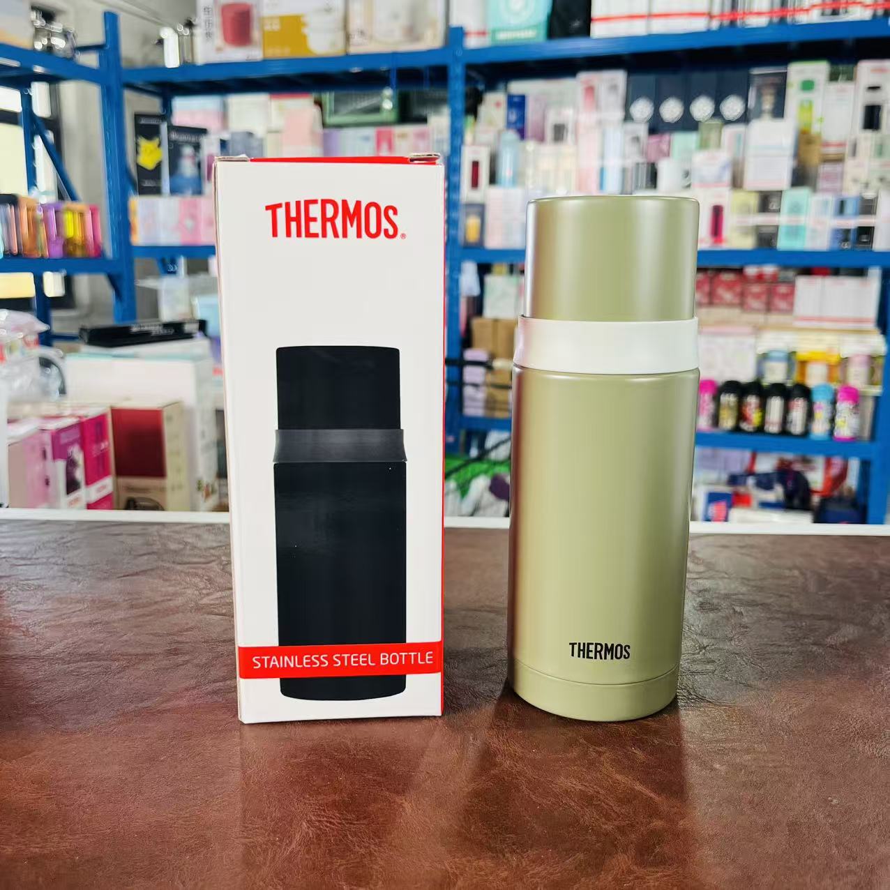 THERMOS/膳魔师 350ML高真空不锈钢保温保杯 军绿色内塞盖保温好