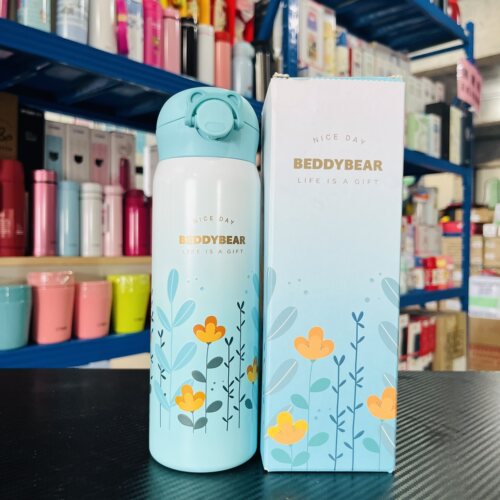 尾货杯具熊中透弹跳保温杯成人保温杯花海470ml