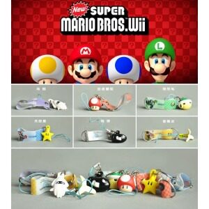 日本进口手机链超级玛丽 WII马里奥赛车手机挂链 挂件 钥匙扣