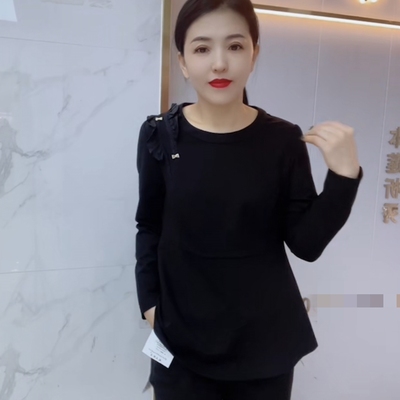 8120女系列2025春季新款大码女装胖mmT恤蝴蝶结打底衫