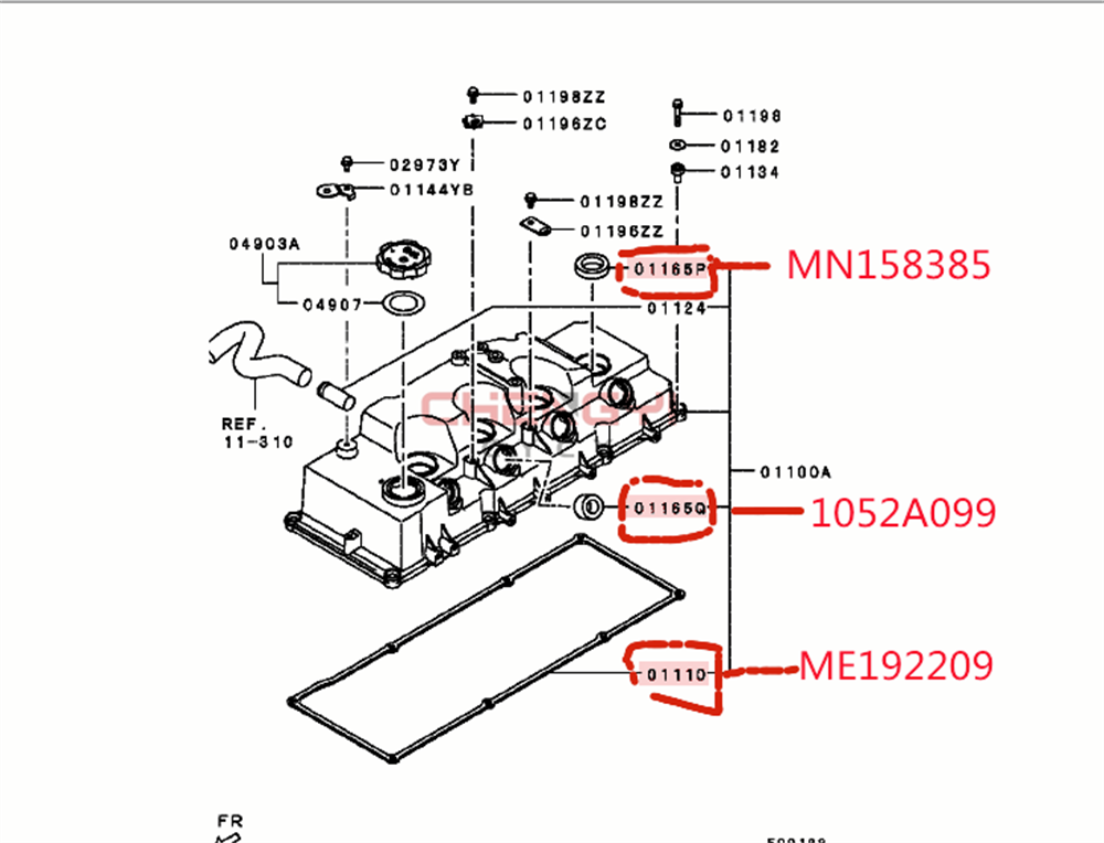 三菱帕杰罗V68V78 V88V98 4M40 4M41 气门室盖喷油嘴摇臂盖密封圈