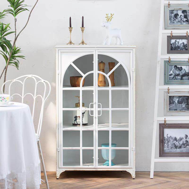 法式乡村复古铁艺做旧拱形客厅储物收纳白色家用装饰置物架子靠墙,住宅家具,家用陈列柜,淘宝优惠券,粉丝福利购,淘宝优惠卷