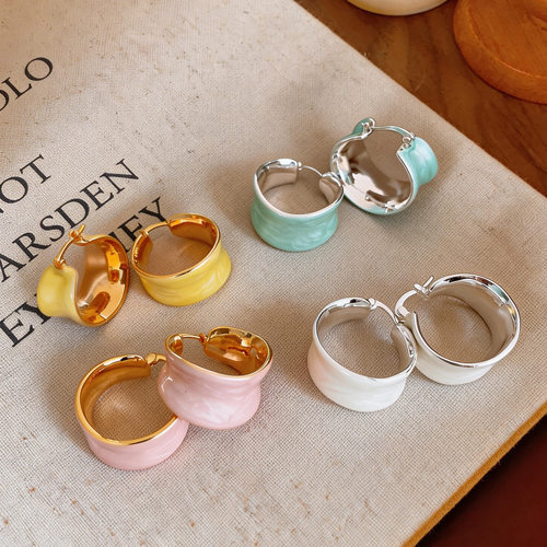 甜美几何设计滴油耳环马卡龙色