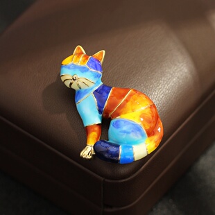Cute Colorful Enamel Cat Brooch, Fun Unisex Pin Accessory