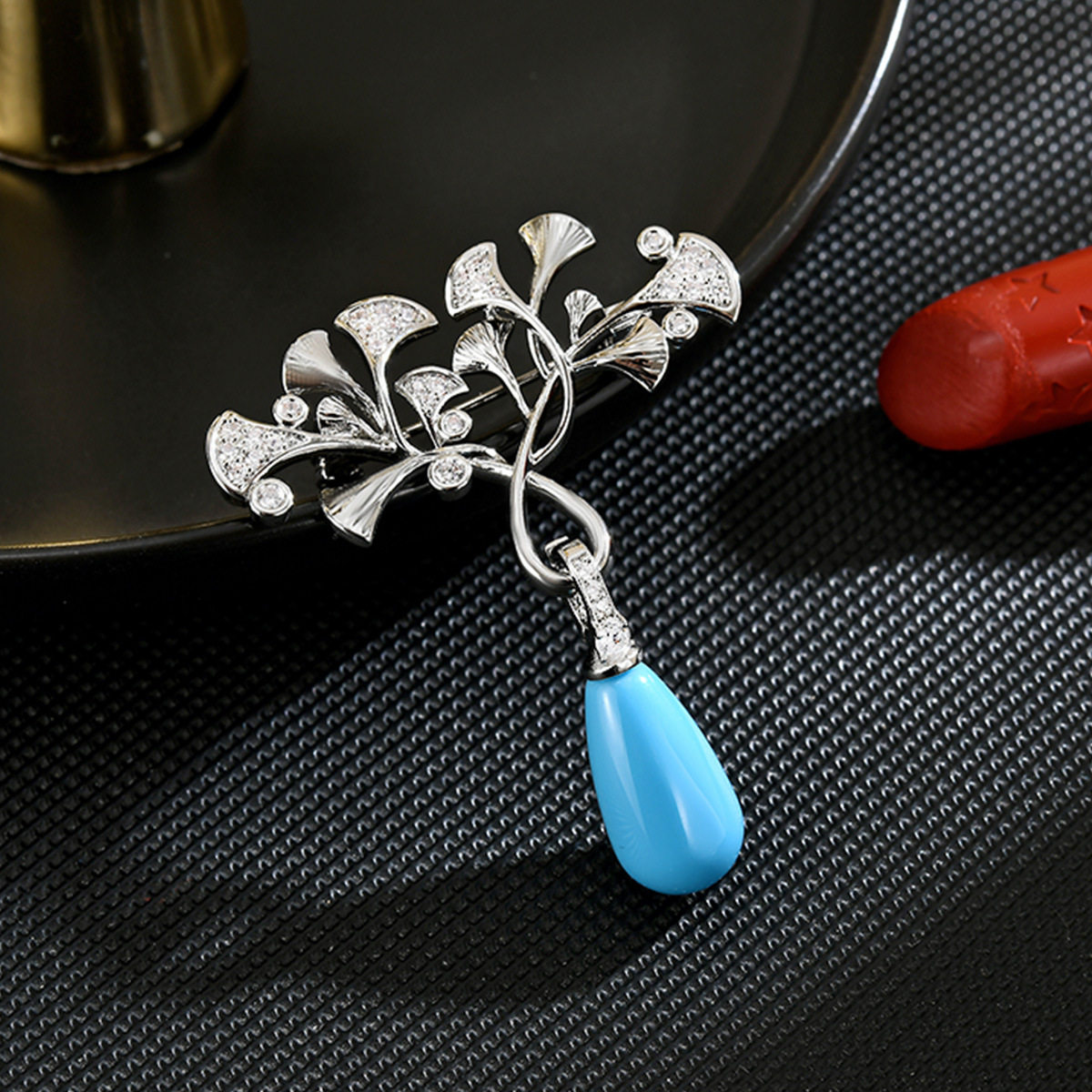 国风银杏叶旗袍胸针汉服吊坠别针