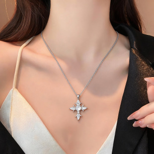 Minimalist Zircon Chain Steel Stainless Cross Necklace