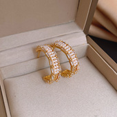 Pearl Minimalist Earrings Grain Zircon Vintage Luxury Studs