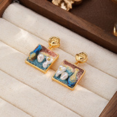 Luxury Enamel Studs Freshwater Pearl Vase Earrings