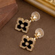 Clover Pierced Ear Zircon Crystal Non Clips Elegant Earring