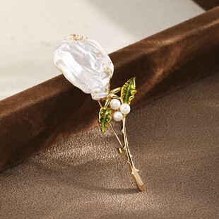 Luxury Baroque Pearl Flower Brooch,Elegant Chinese Style Pin